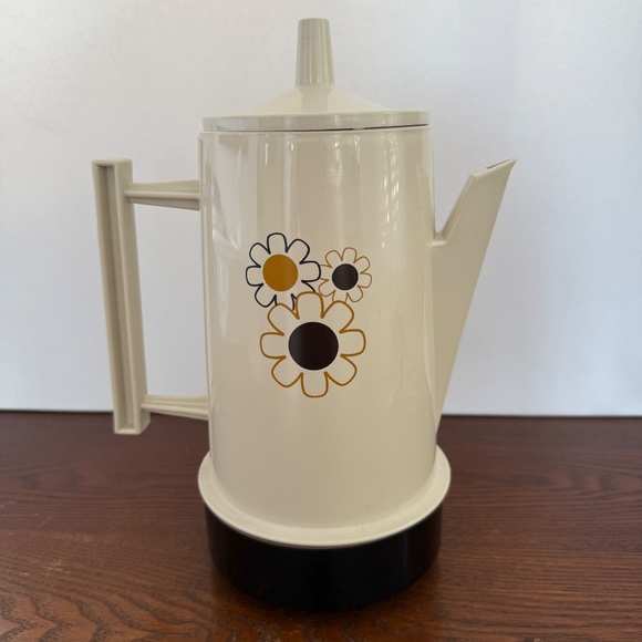 Vtg Daisy Floral Regal Poly Perk Coffee Maker 1980 4-8 cup NEW Unused USA Retro - Picture 3 of 13